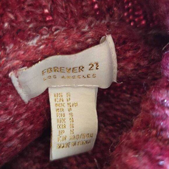 Forever 21 Multi Berry Turtleneck Cable knit sweater with ultrasuede elbow patch - Picture 5 of 6